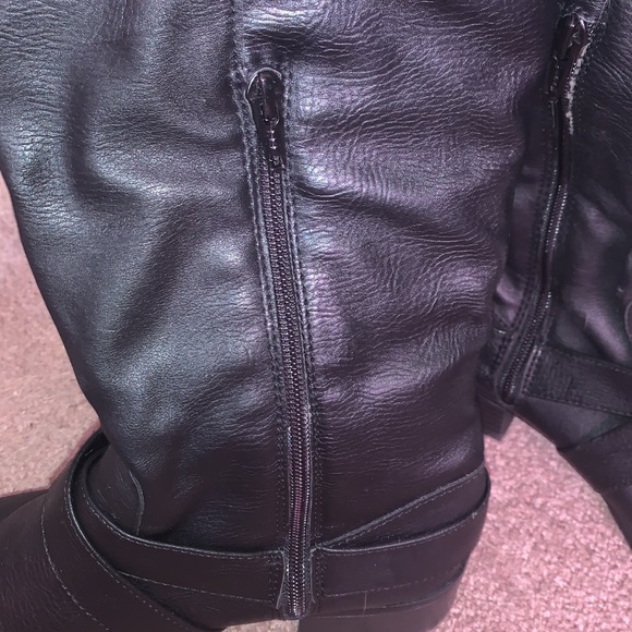 So Black Faux Leather Riding Knee High Boots - Picture 4 of 9